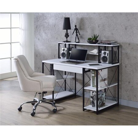 Q-Max Q-Max UB92879 41 in. Tall Contemporary Style Computer Desk with 1 Storage Drawer & Bookcase Hutch; White UB92879